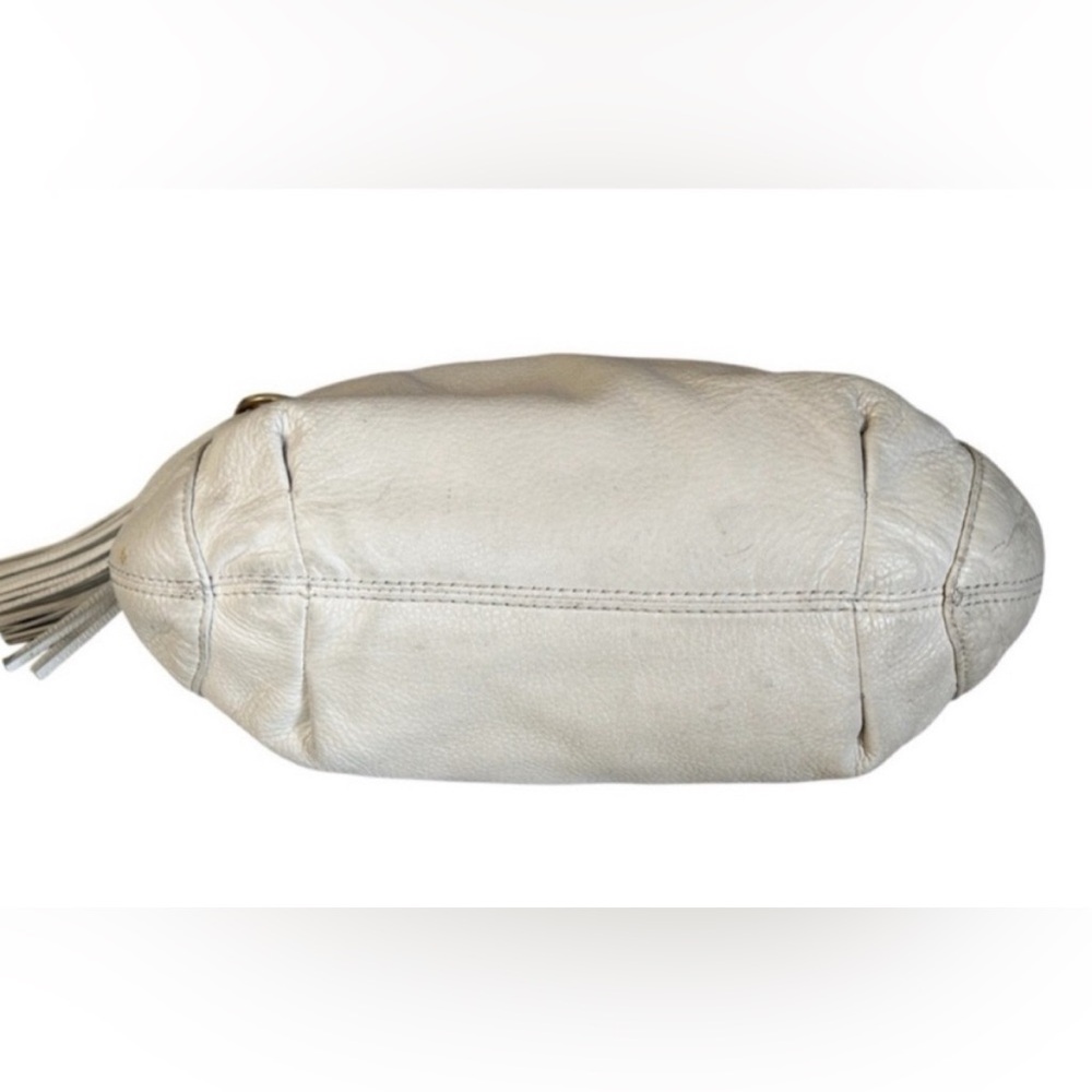 Michaels Kors Cream Pebbled Leather Hobo Slouch Satchel Tassel Purse Bag - Picture 8 of 16